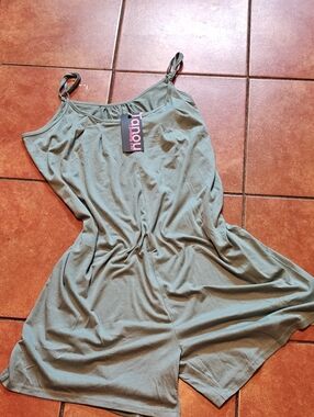 Tano Sage Green Sleeveless Top with Gathered Neckline
